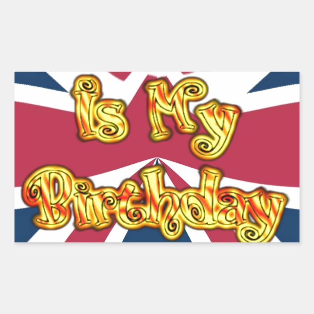 Adesivo Retangular British Birthday dá Impressão de arte (Frente)