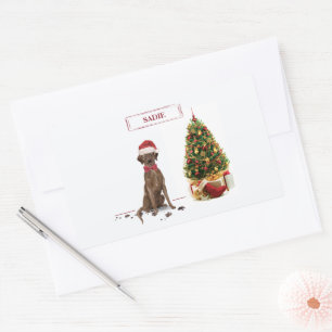 Adesivo Retangular Brown Labrador Retriever Engraçado Árvore de Cacho