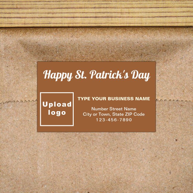 Adesivo Retangular Brown Saint Patrick Business Rettangker (Business brand with Saint Patrick greeting on brown rectangle sticker)