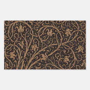 Adesivo Retangular Brown Tooling Leather Art Nouveau Floral