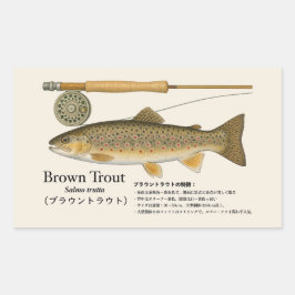 Adesivo Retangular Brown Trout (Salmo trutta) – Japanese Illust