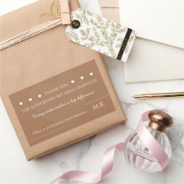 Adesivo Retangular Brown & White Thank You Sticker for Small Business