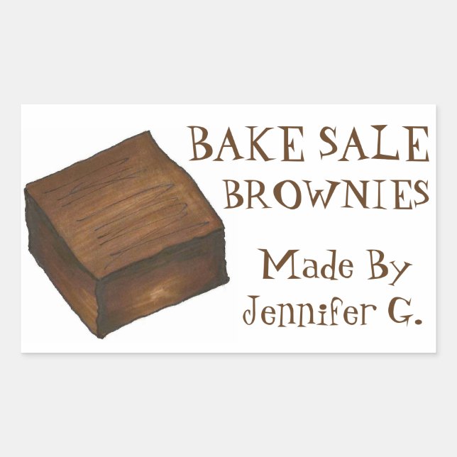 Adesivo Retangular Brownies de venda de Assares personalizados assado (Frente)