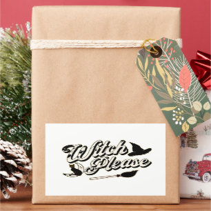 Adesivo Retangular Bruxa, por favor   Halloween