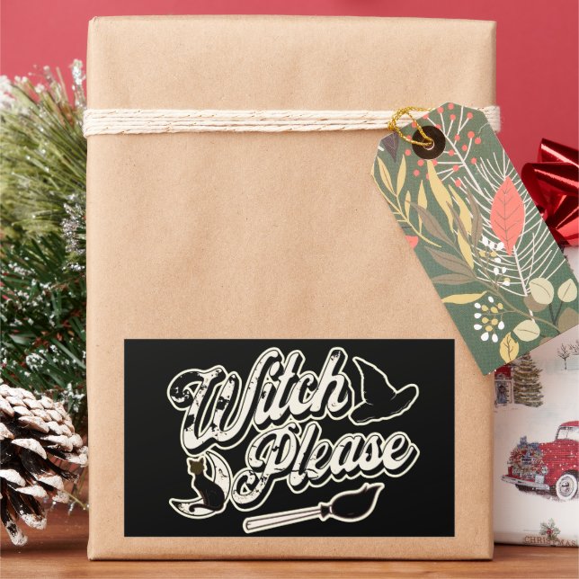 Adesivo Retangular Bruxa, por favor | Halloween (Feriado)