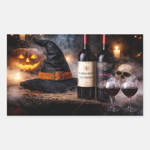 Adesivo Retangular Bruxas de Halloween e Vinho Halloween
