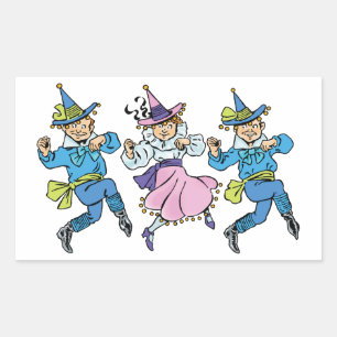 Adesivo Retangular Bruxo Vintage de Oz, Munchkins Dançantes Fofos!
