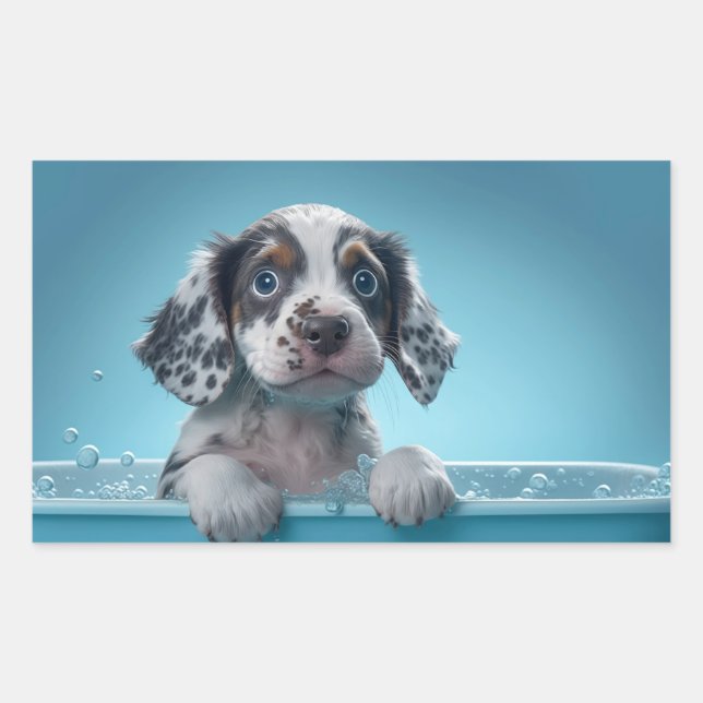 Adesivo Retangular Bubble Bath Tub Pup (Frente)
