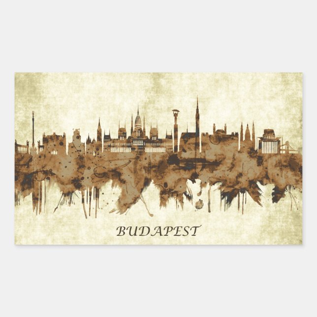 Adesivo Retangular Budapest Hungria Cityscape (Frente)