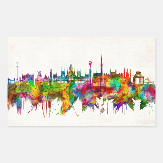 Adesivo Retangular Budapest Hungria Skyline (Frente)