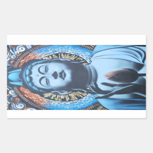 Adesivo Retangular Buddha no azul