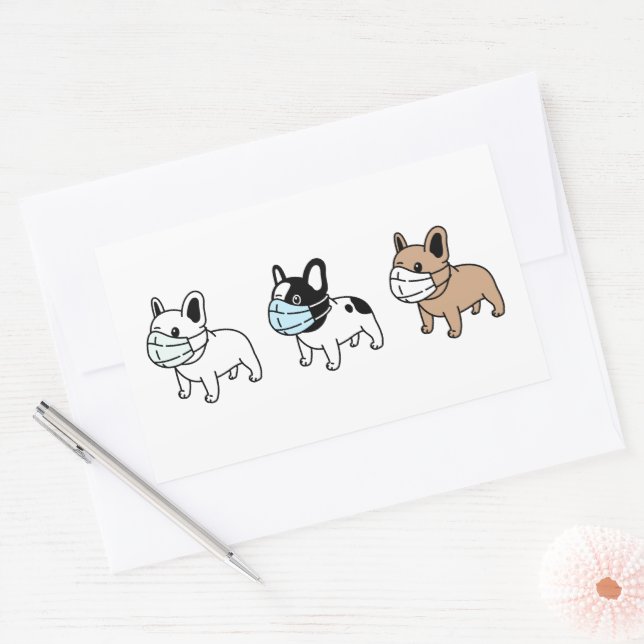 ADESIVO RETANGULAR BULLDOGS VESTINDO MÁSCARAS ROSTAS RETÂNGULO (Envelope)