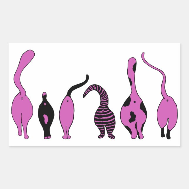 Adesivo Retangular Bumbuns de Gato Roxo (Frente)