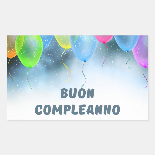 Adesivo Retangular Buon Complanno, feliz aniversário italiano (Frente)