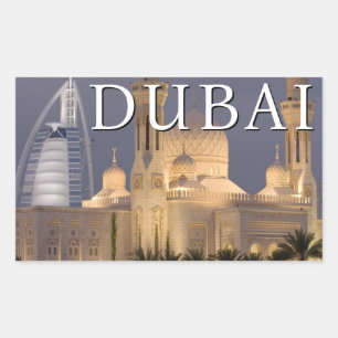 Adesivo Retangular Burj al Arab Mesquita Noturna Dubai