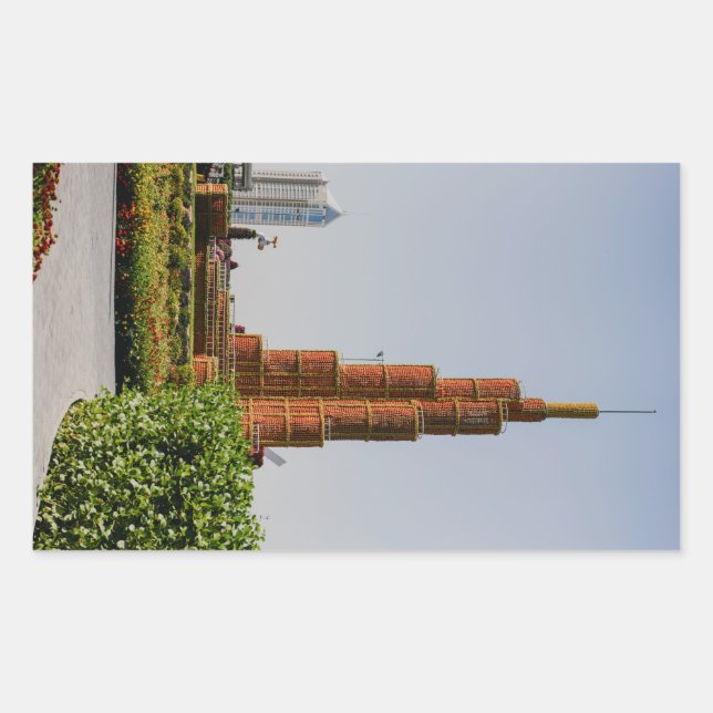 Adesivo Retangular Burj Khalifa, Jardim Milagroso de Dubai (Frente)