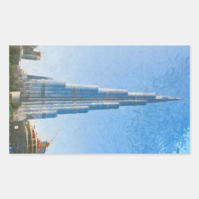 Adesivo Retangular Burj Khalifa, pintura de Dubai (Frente)
