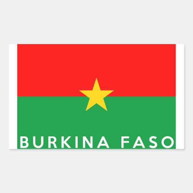 Adesivo Retangular burkina faso nome do texto de bandeira do país (Frente)