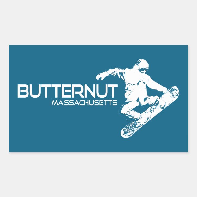 Adesivo Retangular Butternut Massachusetts Ski Resort Snowboarder (Frente)