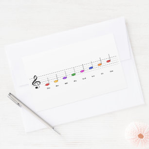 Adesivo Retangular C Grande Escala em Crianças Clef Treble Literacia