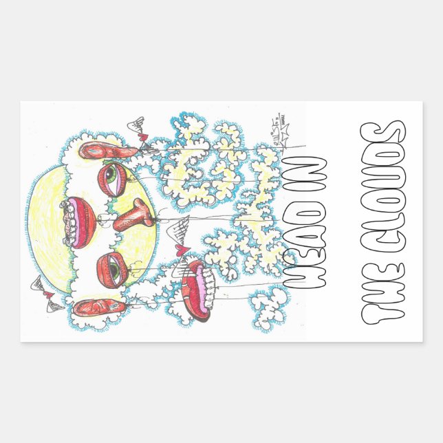 Adesivo Retangular Cabeça Nas Nuvens (Frente)