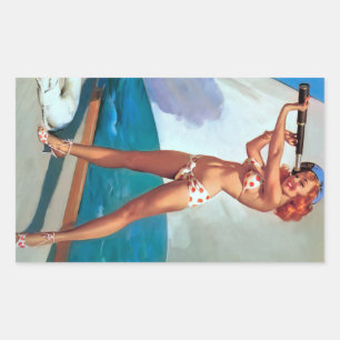 Adesivo Retangular Cabeça vermelha com pino U de spyware