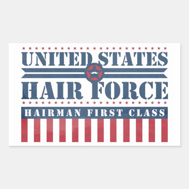 Adesivo Retangular Cabelo da Força Aérea Americana de Primeira Classe (Frente)