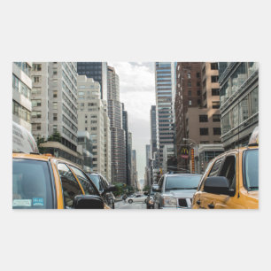 Adesivo Retangular Cabos de táxi de Nova York na cidade