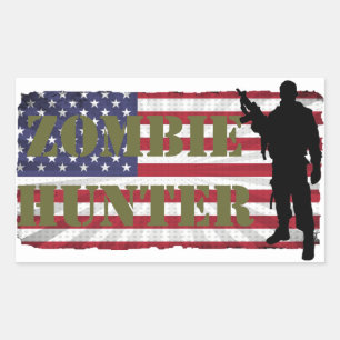 ADESIVO RETANGULAR CAÇADOR DE ZOMBIES BANDEIRA AMERICANA