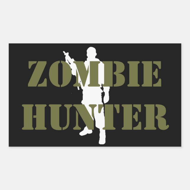 Adesivo Retangular Caçador de ZOMBIES Legal (Frente)