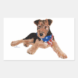 Adesivo Retangular Cachorrinho Terrier Patriótico