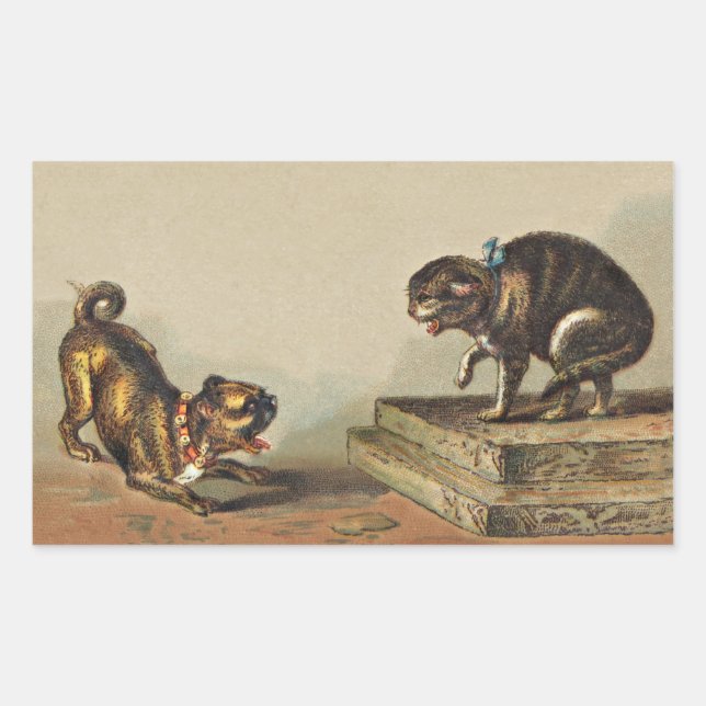 Adesivo Retangular Cachorro Cachorro e Gatinho (Frente)