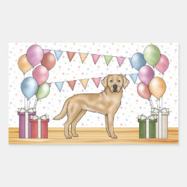 Adesivo Retangular Cachorro Colorido do Labrador Amarelo Retriever An