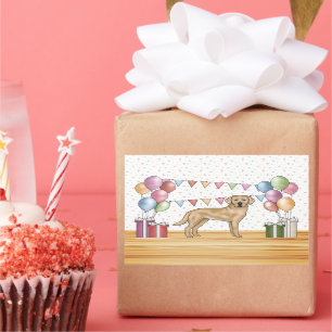 Adesivo Retangular Cachorro Colorido do Labrador Amarelo Retriever An