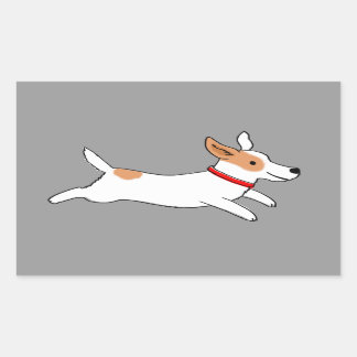 Adesivo Retangular Cachorro Fofo - Jack Russell Terrier Feliz Corrend