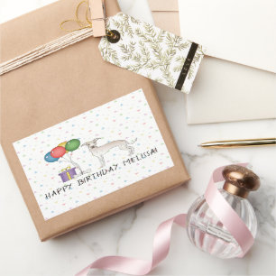 Adesivo Retangular Cachorro Grego Italiano - Feliz Aniversário