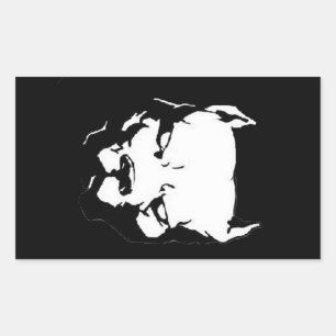 Adesivo Retangular Cachorro Pitbull com raiva