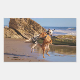 Adesivo Retangular cães felizes