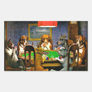 Adesivo Retangular Cães Jogando Poker