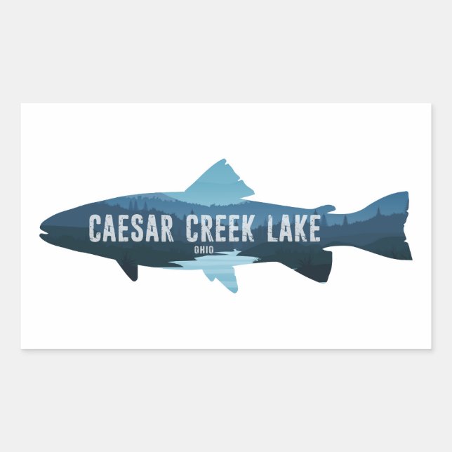Adesivo Retangular Caesar Creek Lake Ohio Fish (Frente)