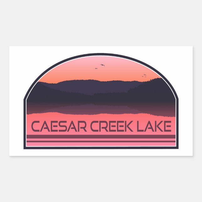 Adesivo Retangular Caesar Creek Lake Ohio Red Sunrise (Frente)