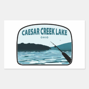 Adesivo Retangular Caesar Creek Lake Ohio, Rod de Pesca