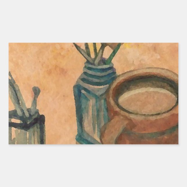 Adesivo Retangular Café Arte - Primeira Coisa da Manhã (Frente)