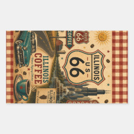 Adesivo Retangular Café Charm da Estrada de Café Illinois Route 66