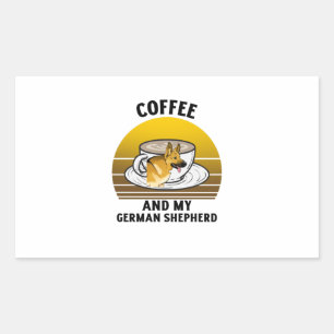 Adesivo Retangular Café e o meu German shepherd.