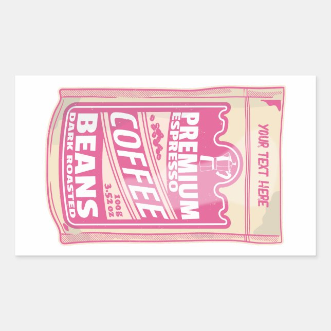 Adesivo Retangular Café espresso Premium feijões cor-de-rosa comida (Frente)
