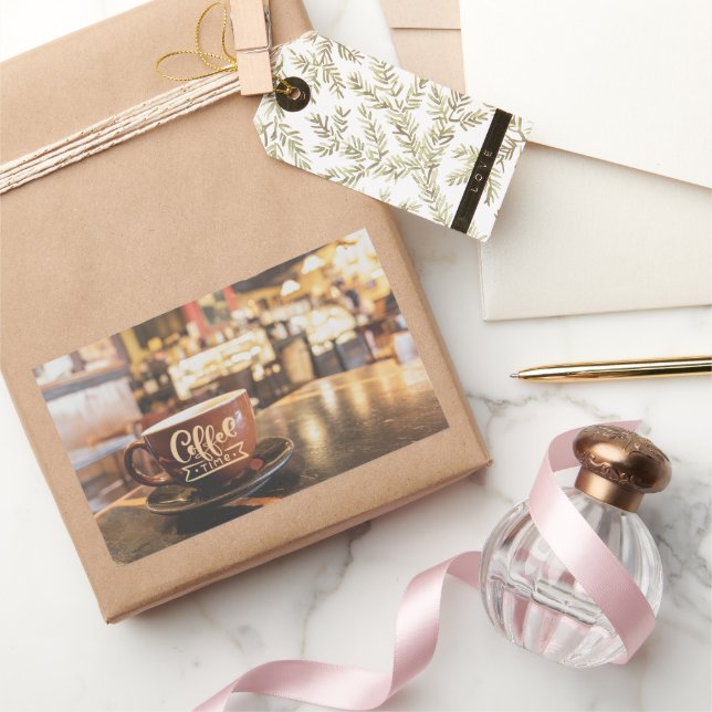 Adesivo Retangular Café Horário do Café Encantador (Presentear)