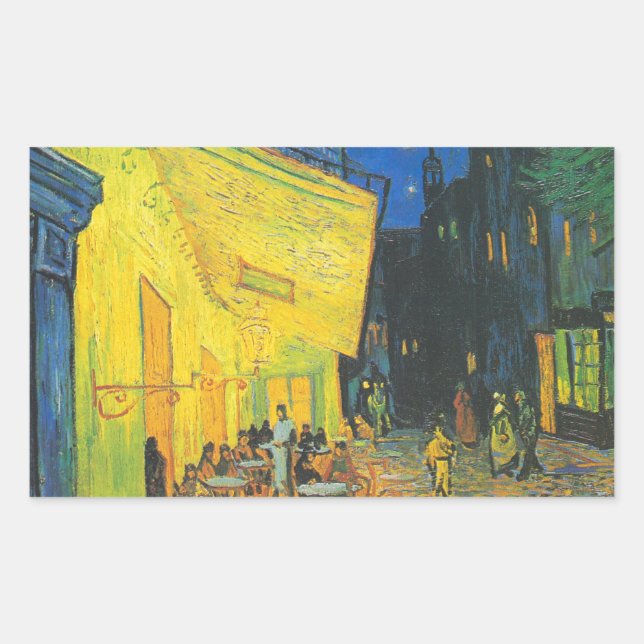 Adesivo Retangular Café Terrace Cena de Rua Francesa de Van Gogh (Frente)