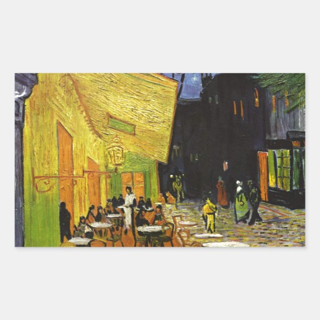 Adesivo Retangular Cafe Terrace na Night Van Gogh (Frente)