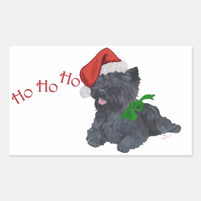 Adesivo Retangular Cairn Terrier Christmas (Frente)